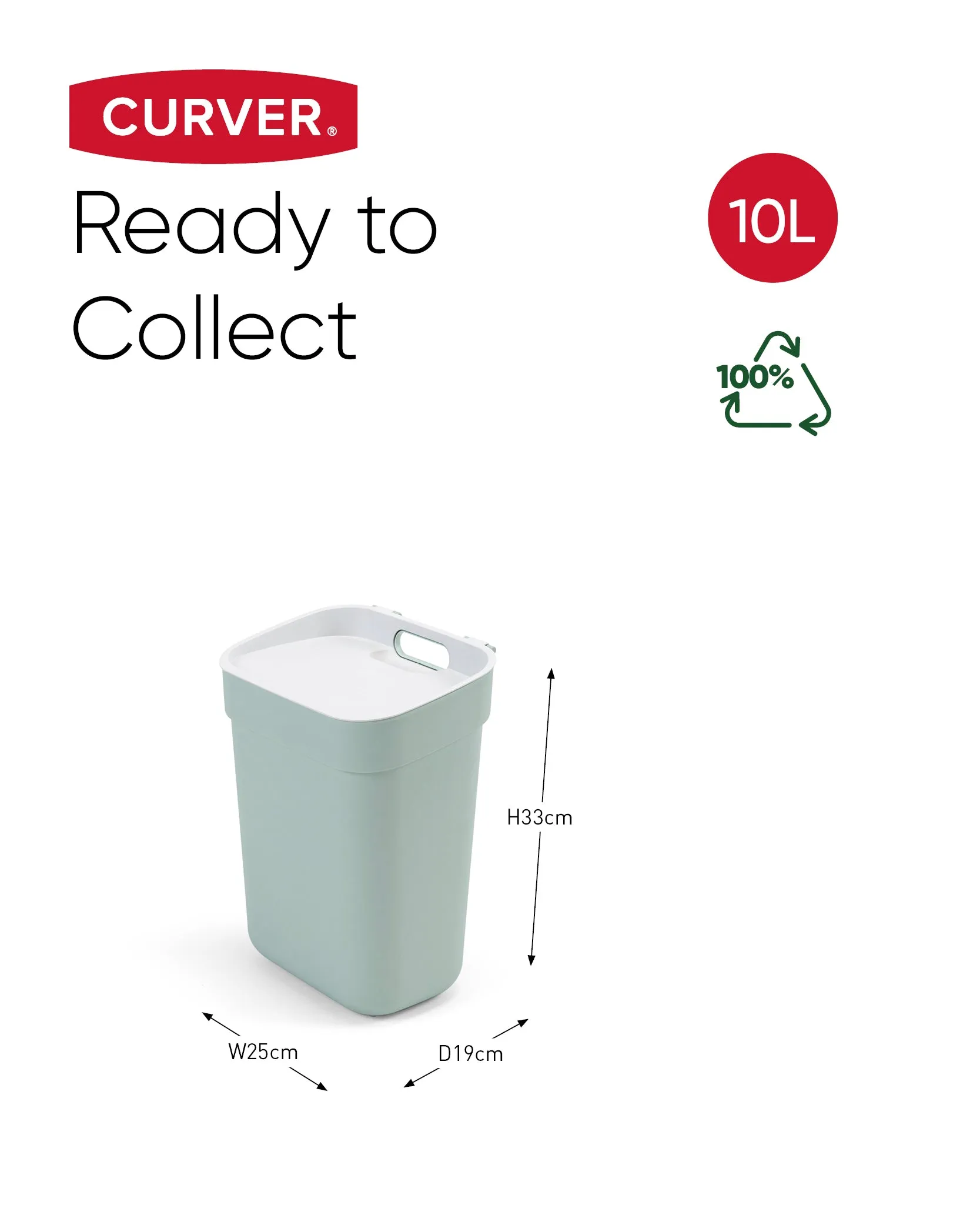 10L Ready to Collect Waste Separation Bin - Green