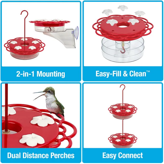 2-in-1 Plastic Dish Hummingbird Feeder