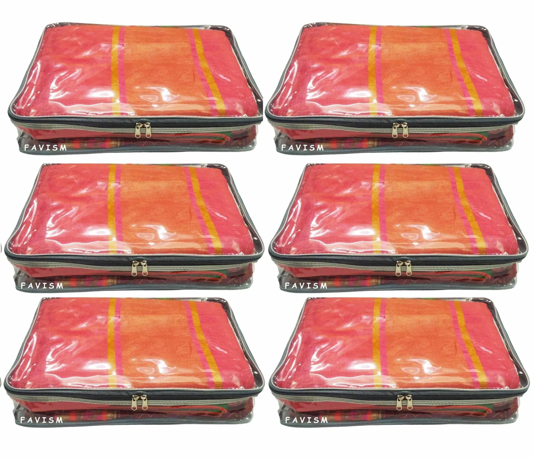 2.5" full transparent saree cover | wardrobe storage pack of 6 pcs.