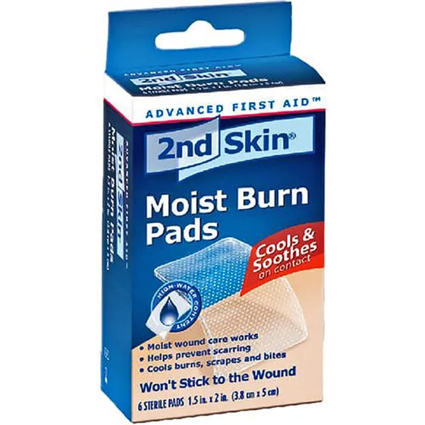 2nd Skin Moist Burn Care Pads 1.5" x 2" Sterile Pads 6 Count