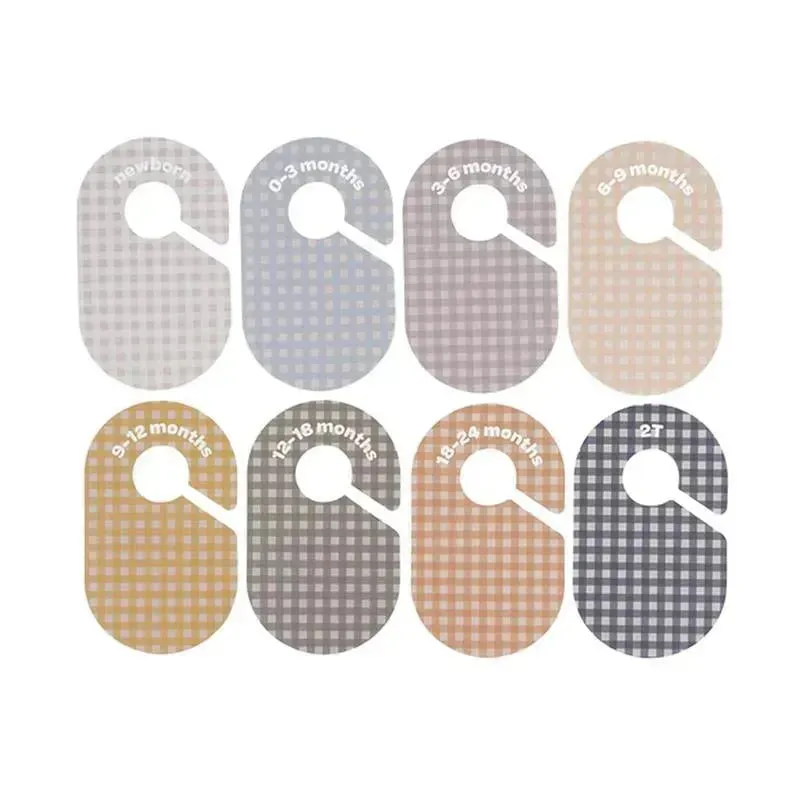 3 Sprouts - Baby and Toddler Hanger Closet Dividers, Set of 8, Gingham