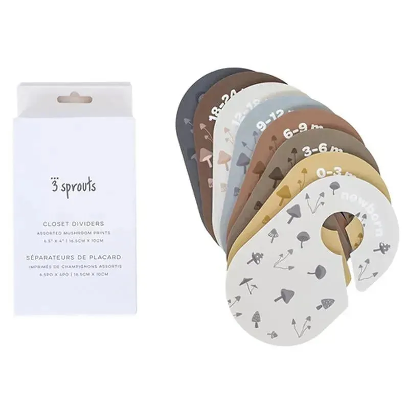 3 Sprouts - Baby and Toddler Hanger Closet Dividers, Set of 8, Mushroom