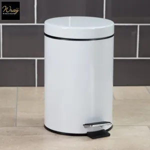 3L Steel Pedal Bin White