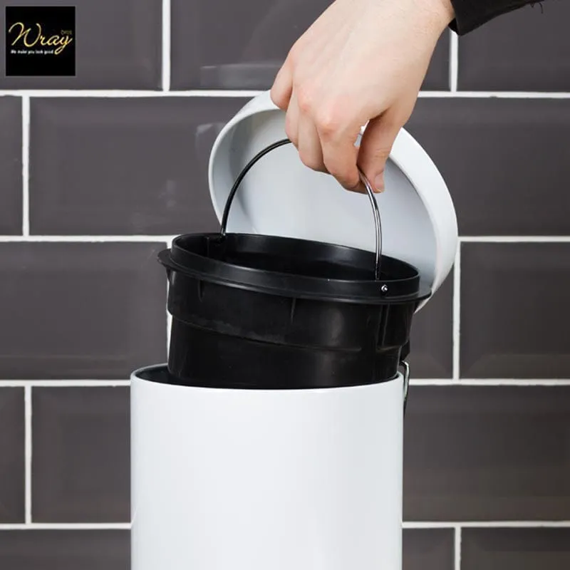 3L Steel Pedal Bin White