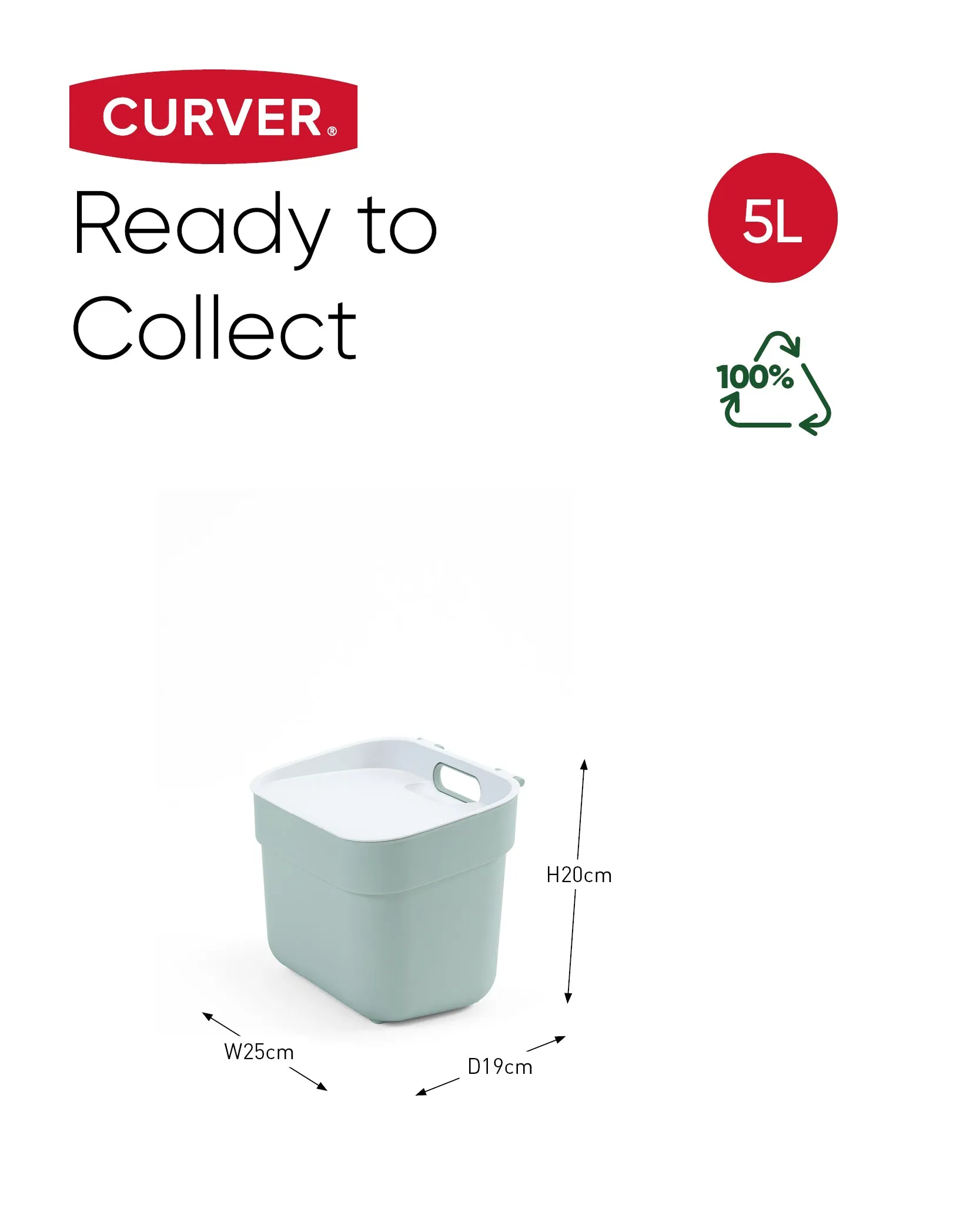 5L Ready to Collect Waste Separation Bin - Green