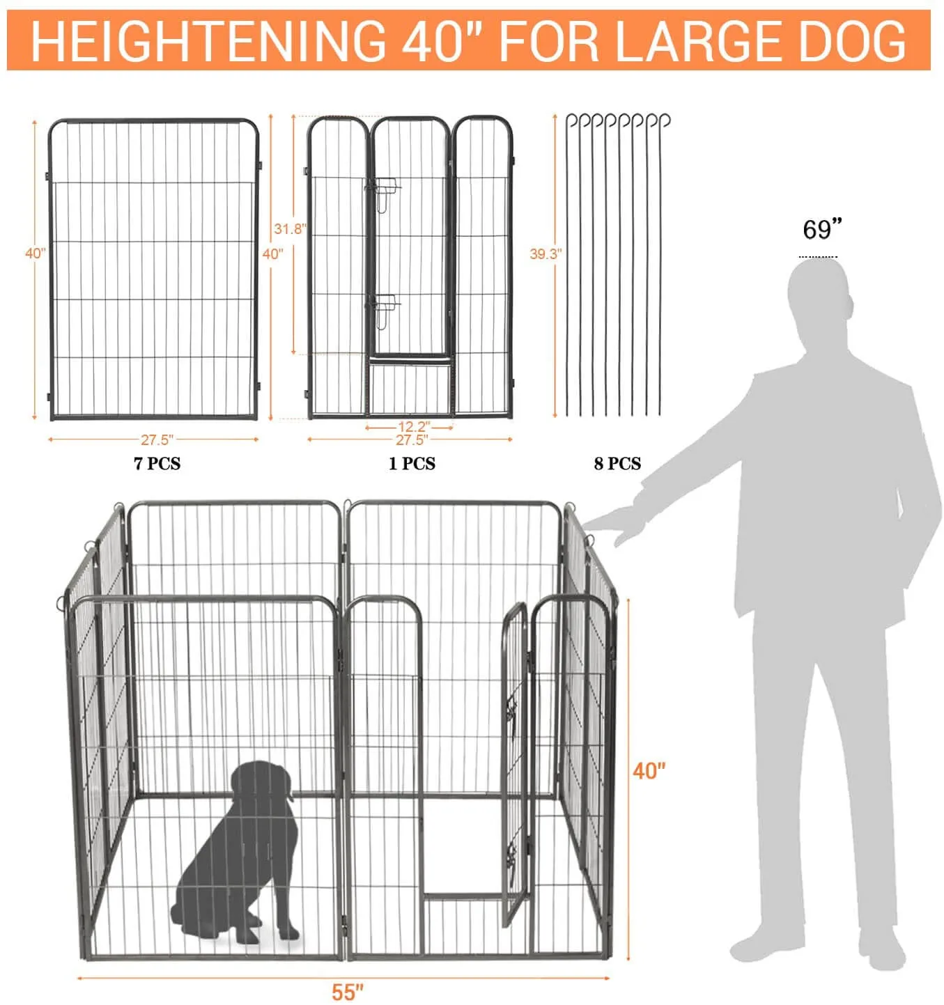 8 Panel Pet Playpen 100cm