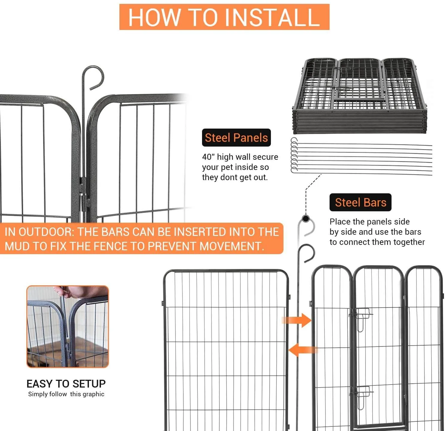 8 Panel Pet Playpen 100cm