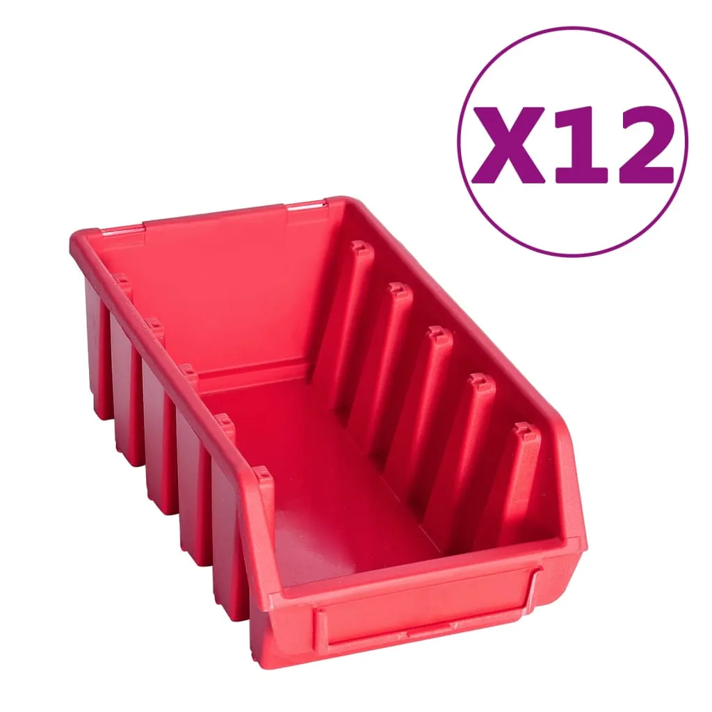 80 Piece Storage Bin Kit with Wall Panels Red and Black