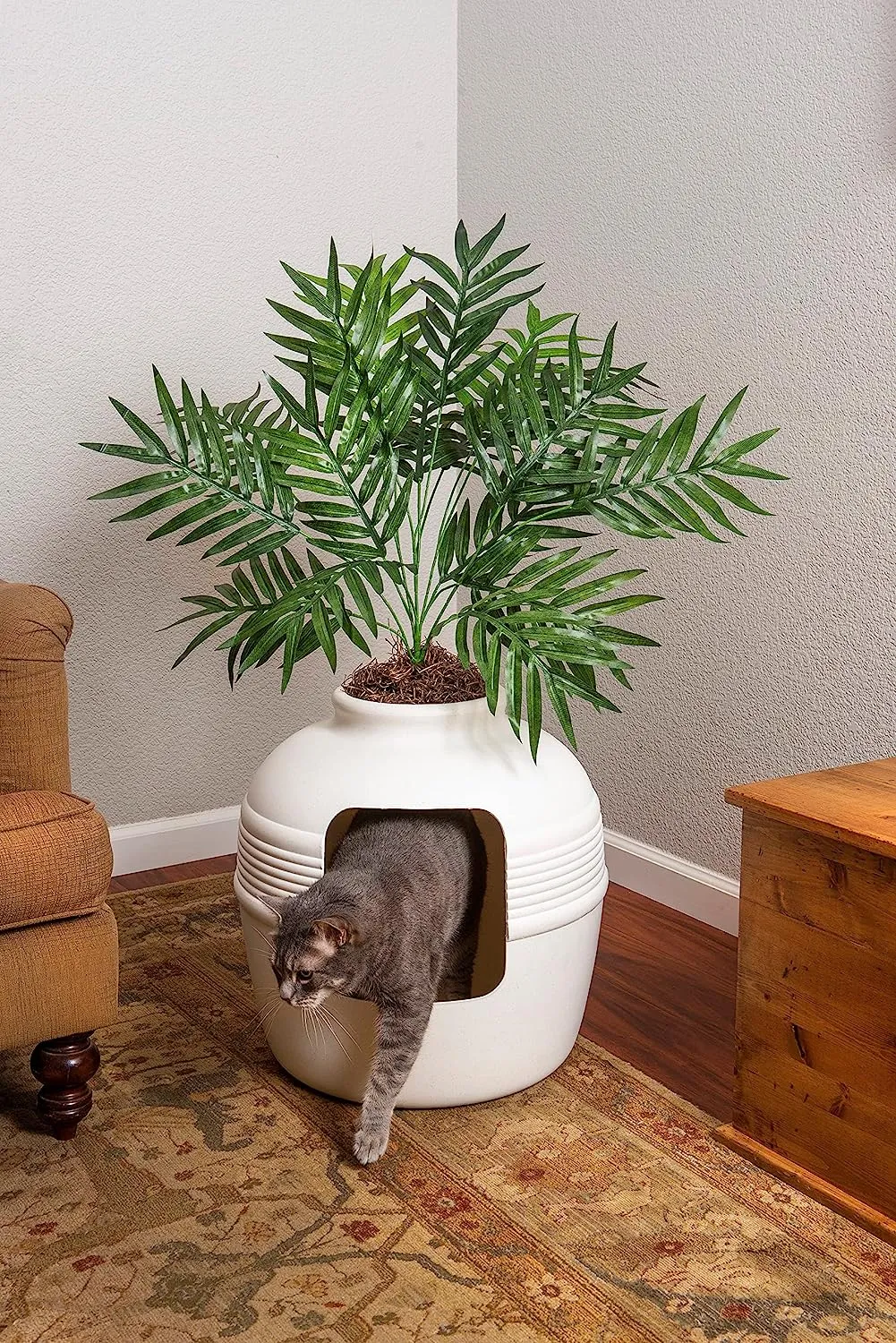 Artificial Plants & Enclosed Cat Planter Litter Box