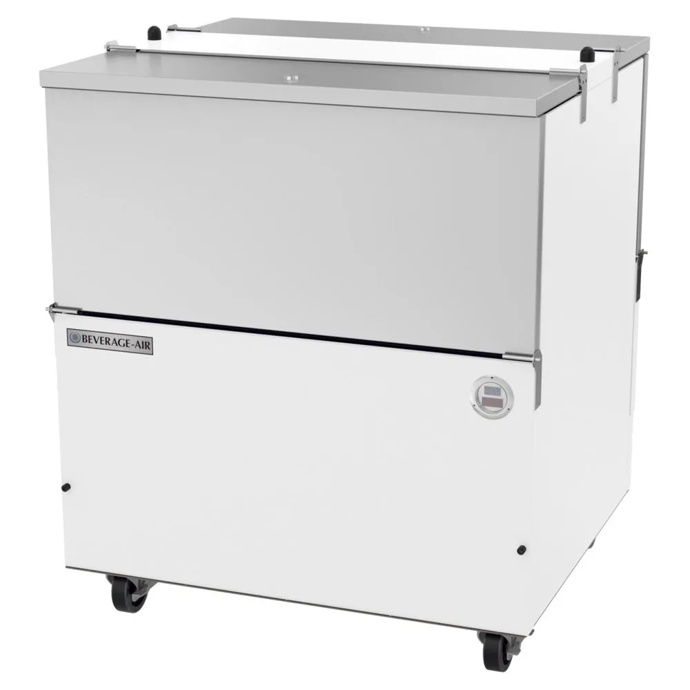 Beverage-Air ST34HC-W-02 34" Two Sided Cold Wall Milk Cooler with Stainless Steel Interior White