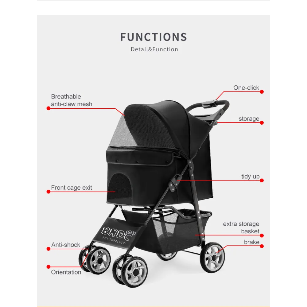 BNDC Pet Stroller 102 - Black