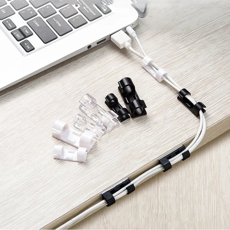 Cable Management Clips - ABS Desktop Organizer for USB Charging & Data Lines