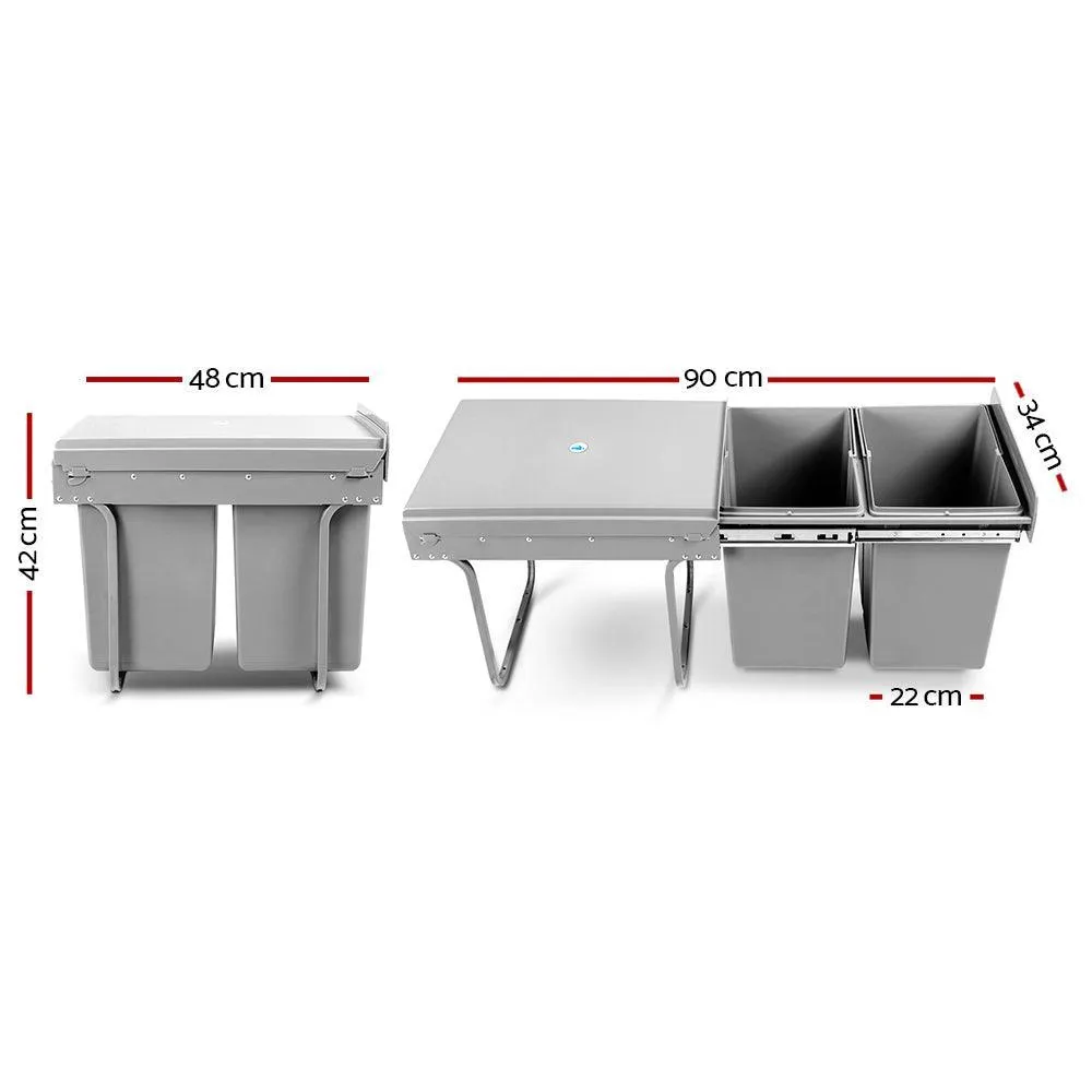 Cefito 2x20L Pull Out Bin - Grey