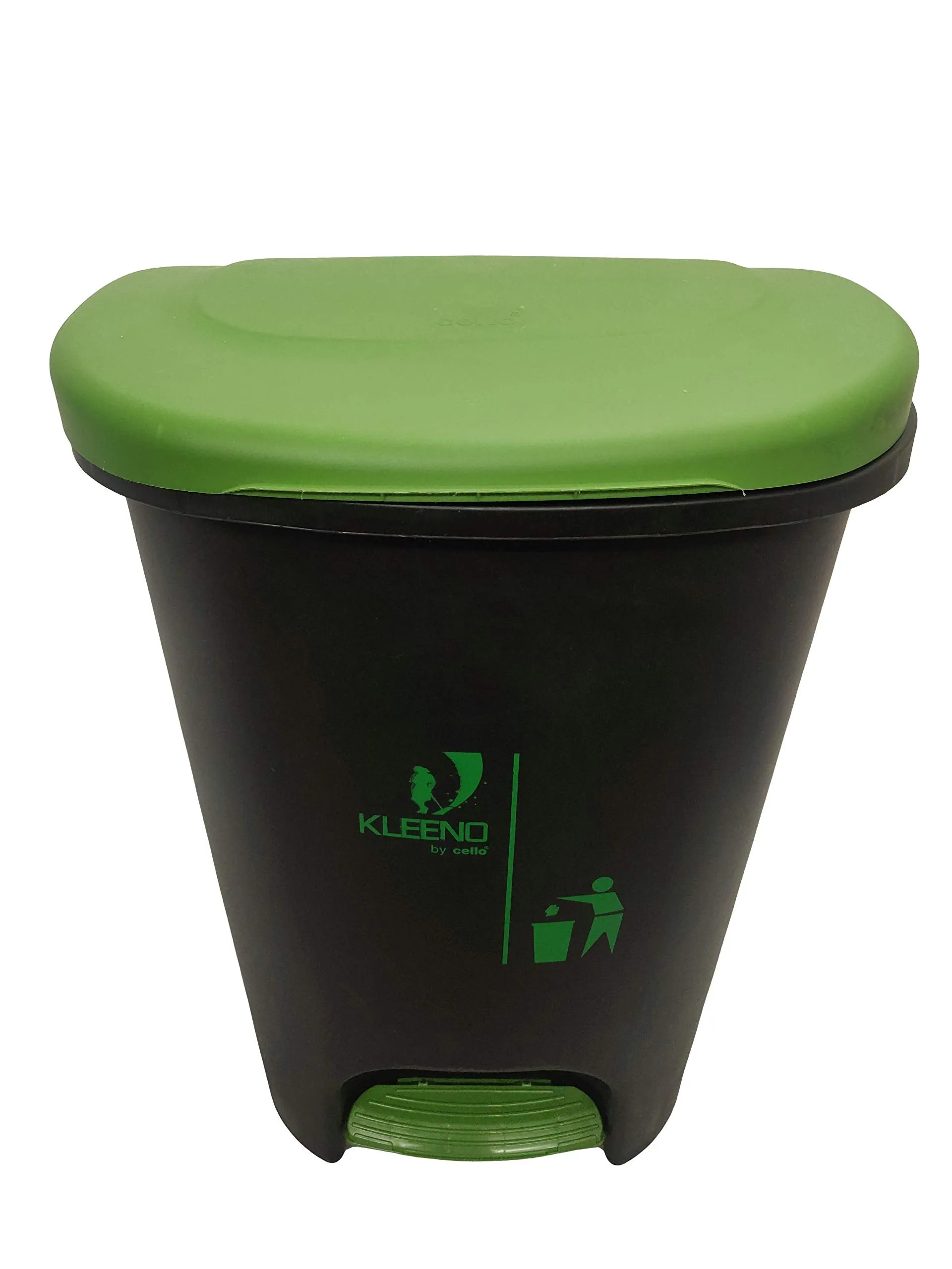 Cello Plastic Pedal Step-On Garbage Dustbin 50 Ltr, Black-Green