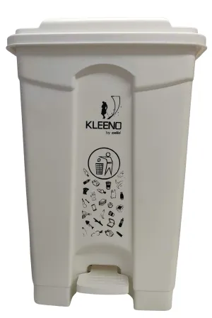 Cello Strong Plastic Step-On Pedal Garbage Dustbin 60 Ltr, White