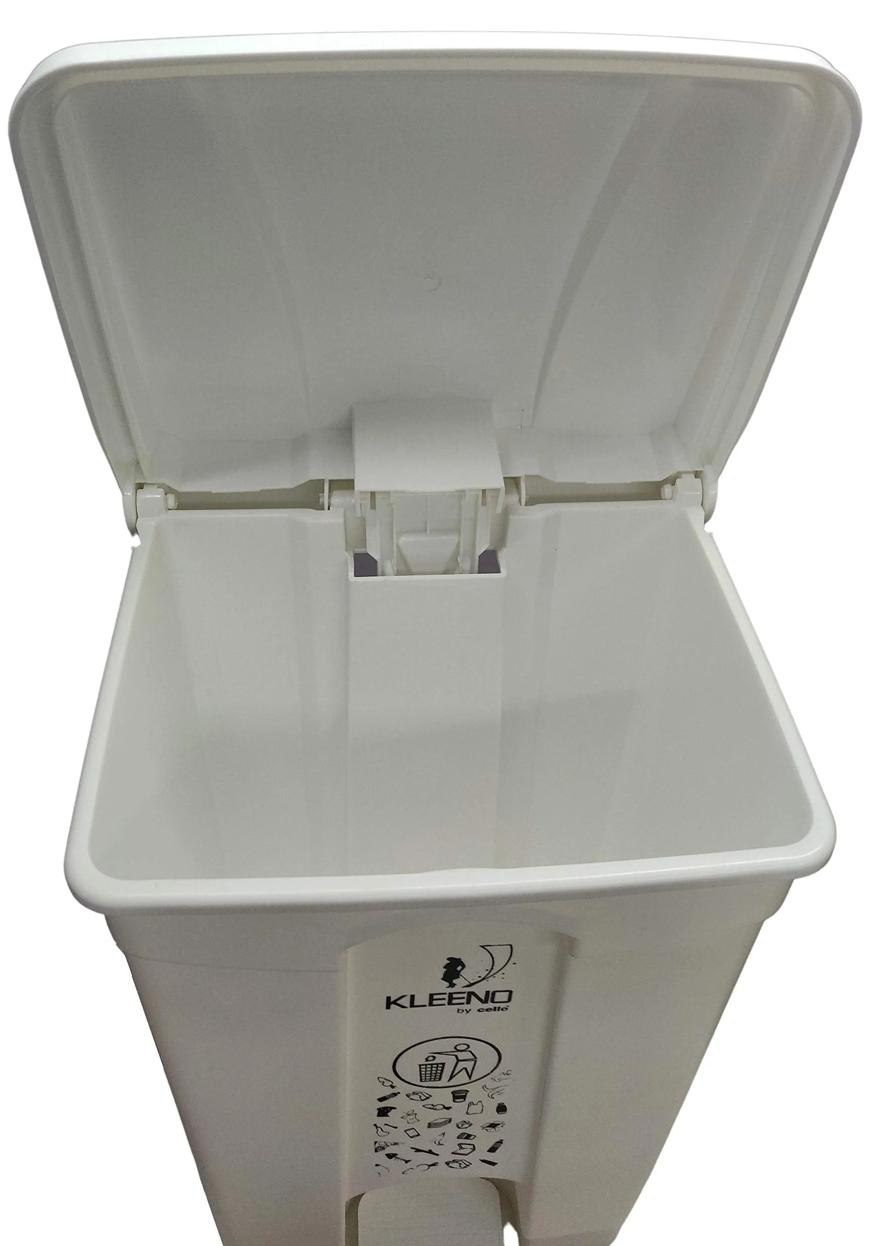 Cello Strong Plastic Step-On Pedal Garbage Dustbin 60 Ltr, White