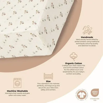 Crane Baby Organic Cotton Fitted Crib Sheet - Avery Poppy