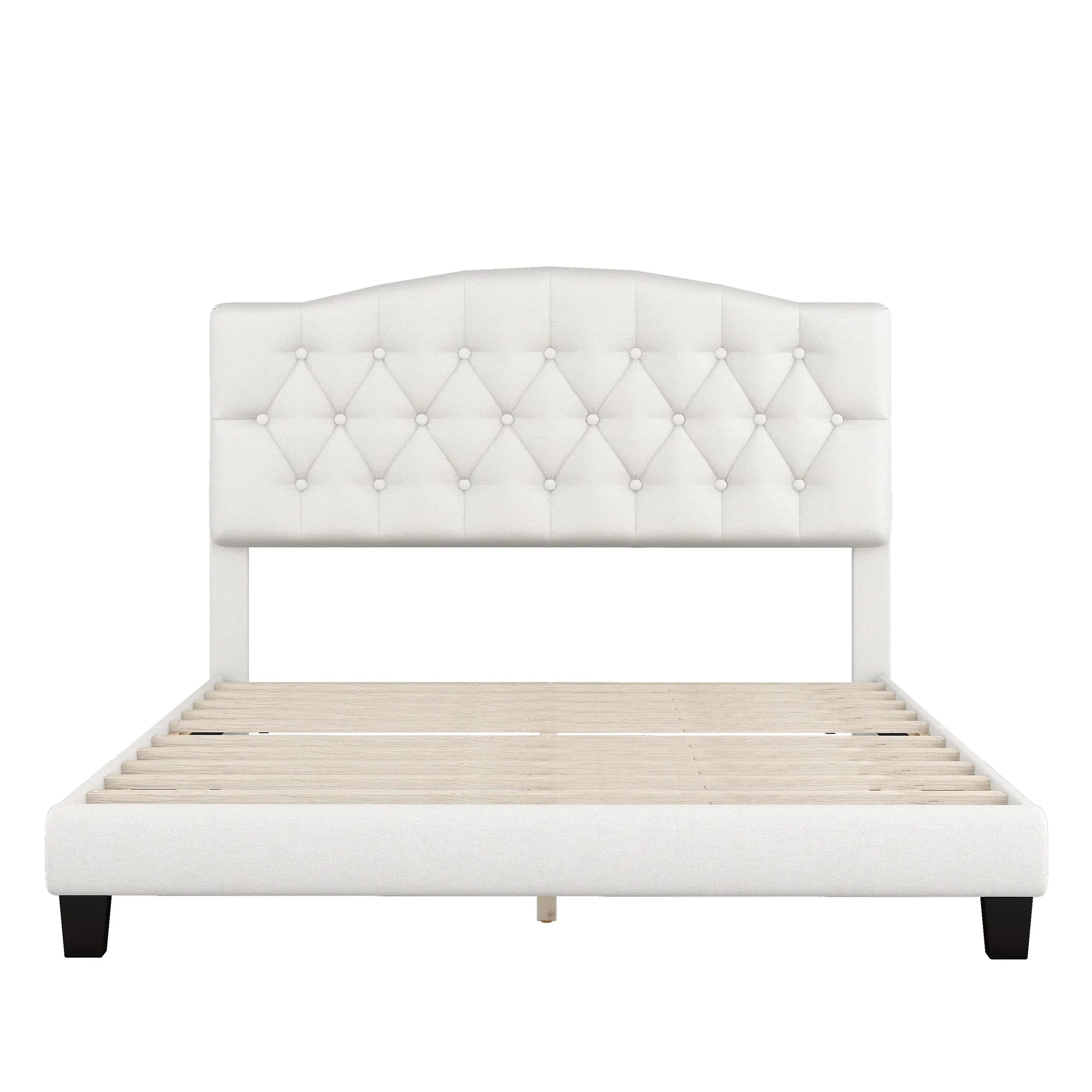 Domoni Queen Size Platform Bed Frame - Beige