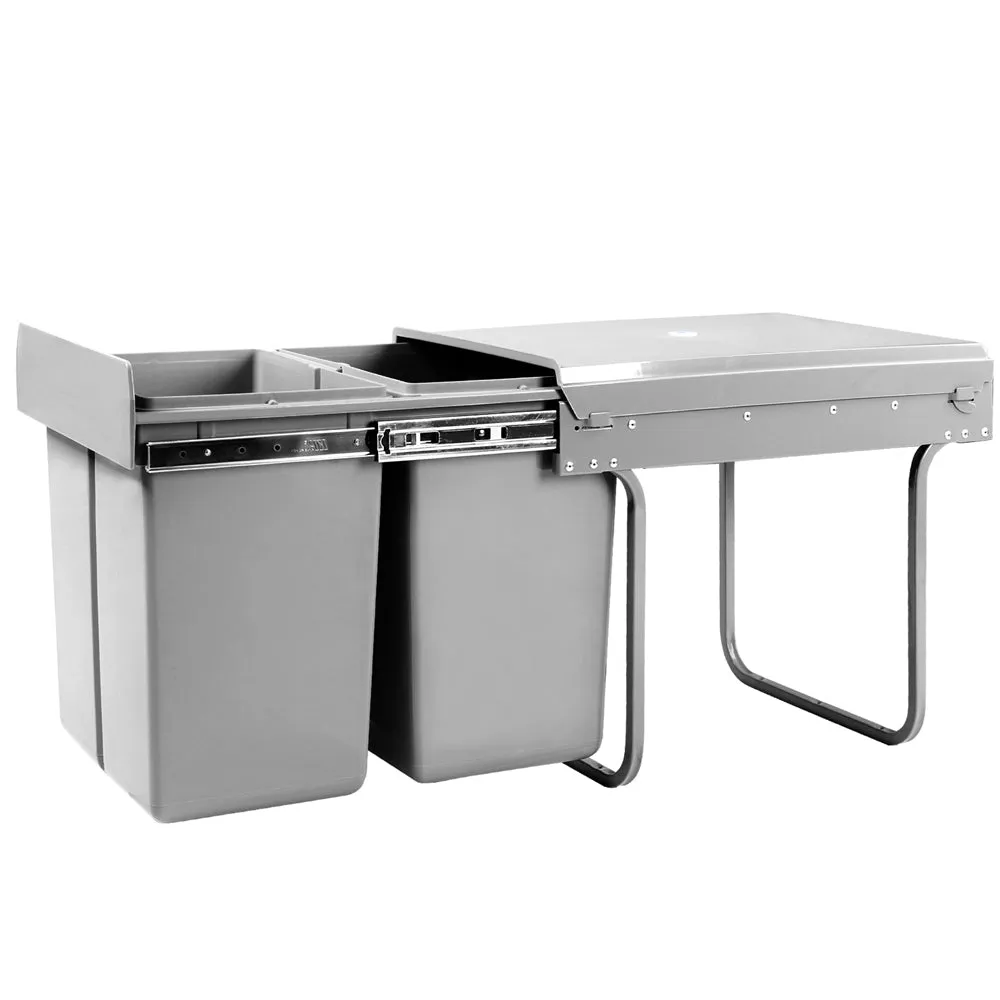 Dual 2x20L Pull Out Waste Bins, Heavy Duty | Cefito