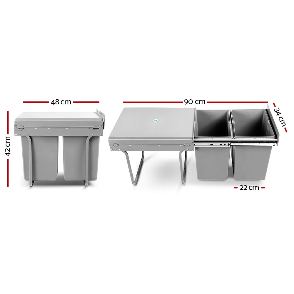 Dual 2x20L Pull Out Waste Bins, Heavy Duty | Cefito