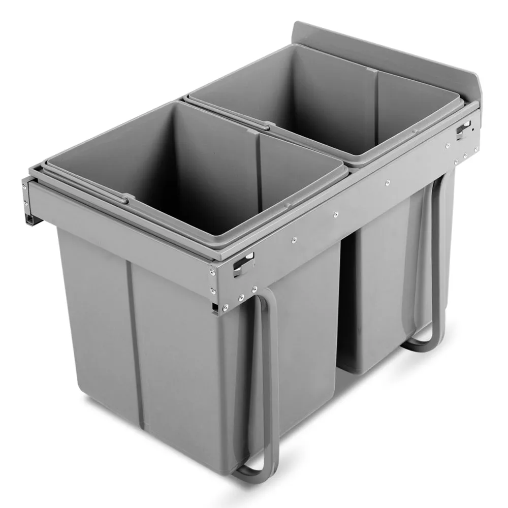 Dual 2x20L Pull Out Waste Bins, Heavy Duty | Cefito