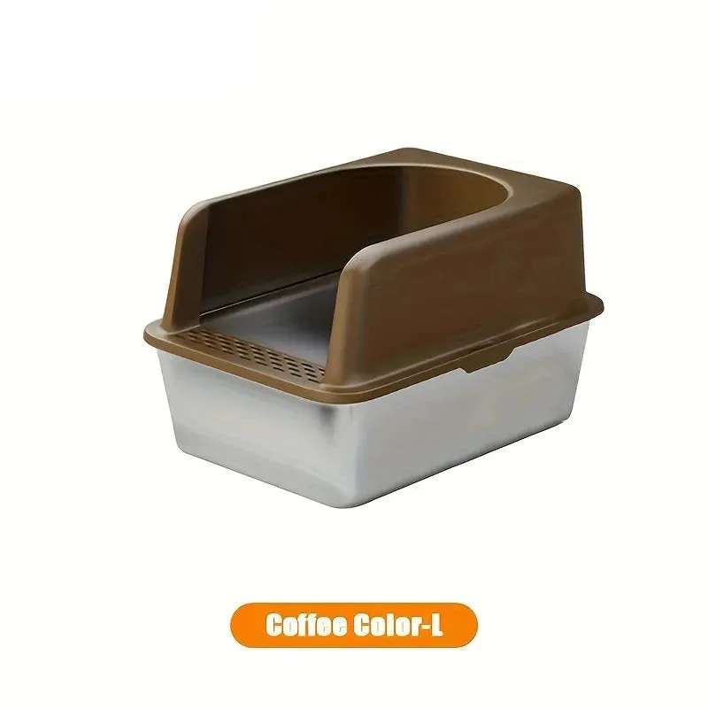 Extra Large Stainless Steel Cat Litter Box with Lid - Odor Resistant & Leak Proof