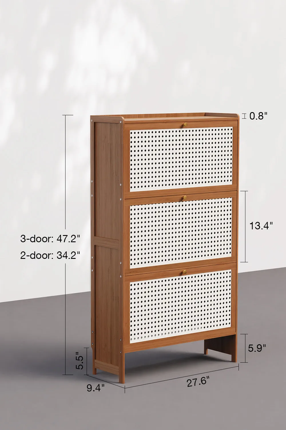 Flip Drawer Shoe Storage Cabinet with Rattan Doors