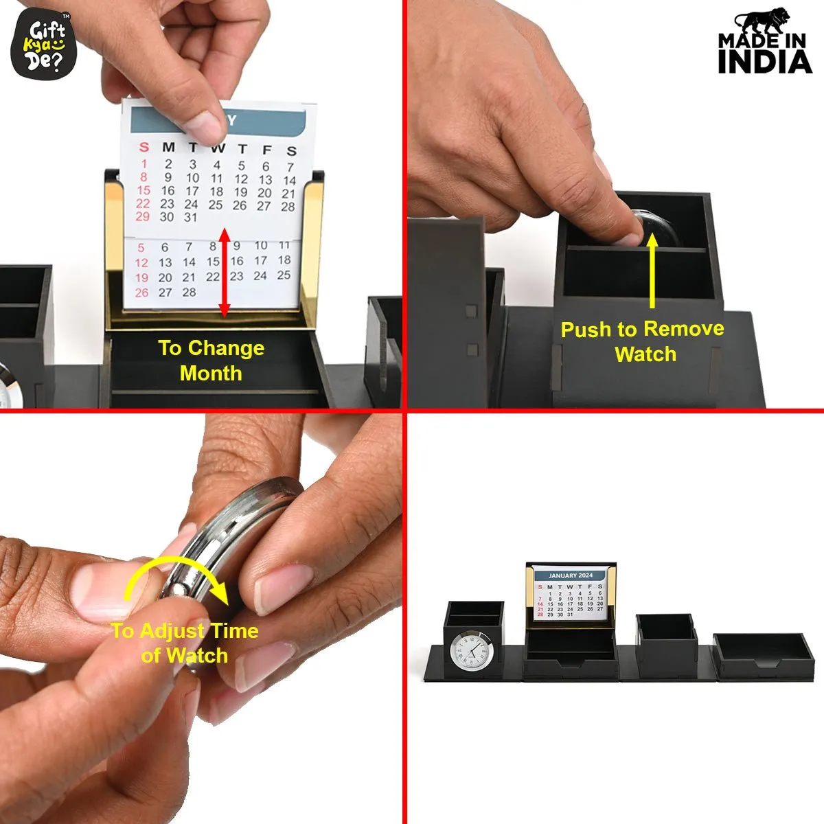 Foldable All in One Office Desk Organizer With Clock, Calendar 2025 & Mobile Stand | Desk Accessories