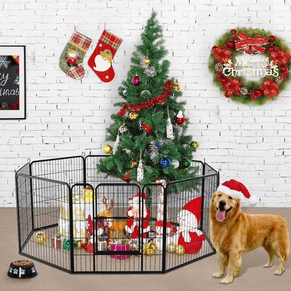 Foldable Dog Pet Playpen Metal Fence 8 Panel