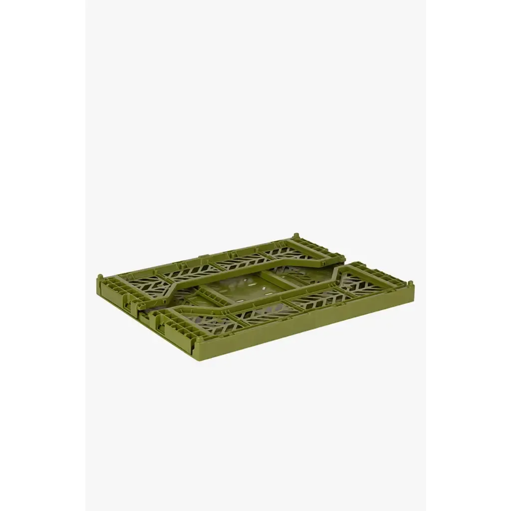 Foldable Storage Bins, Plastic Crate for Storage, Collapsible Crate, Utility Stackable Box Medium Olive