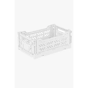 Foldable Storage Bins, Plastic Crate for Storage, Collapsible Crate, Utility Stackable Box Small White