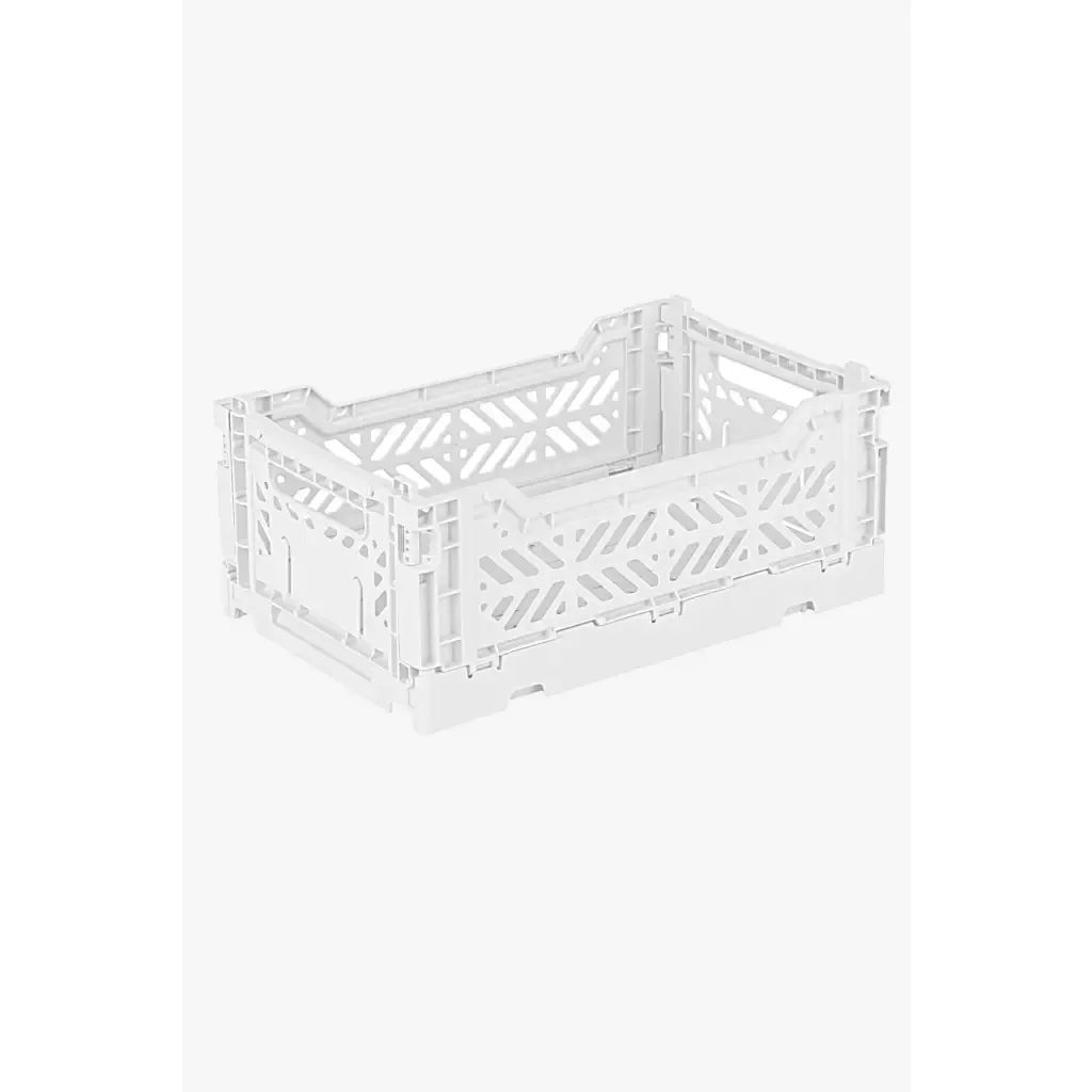 Foldable Storage Bins, Plastic Crate for Storage, Collapsible Crate, Utility Stackable Box Small White