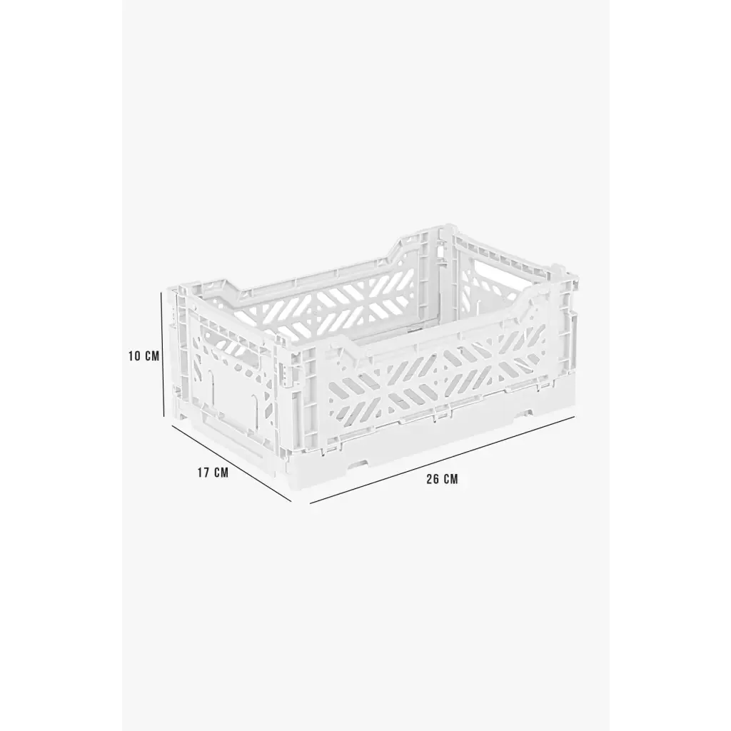 Foldable Storage Bins, Plastic Crate for Storage, Collapsible Crate, Utility Stackable Box Small White