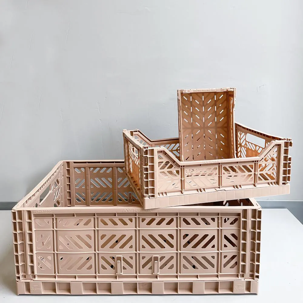 Folding Crates Warm Beige