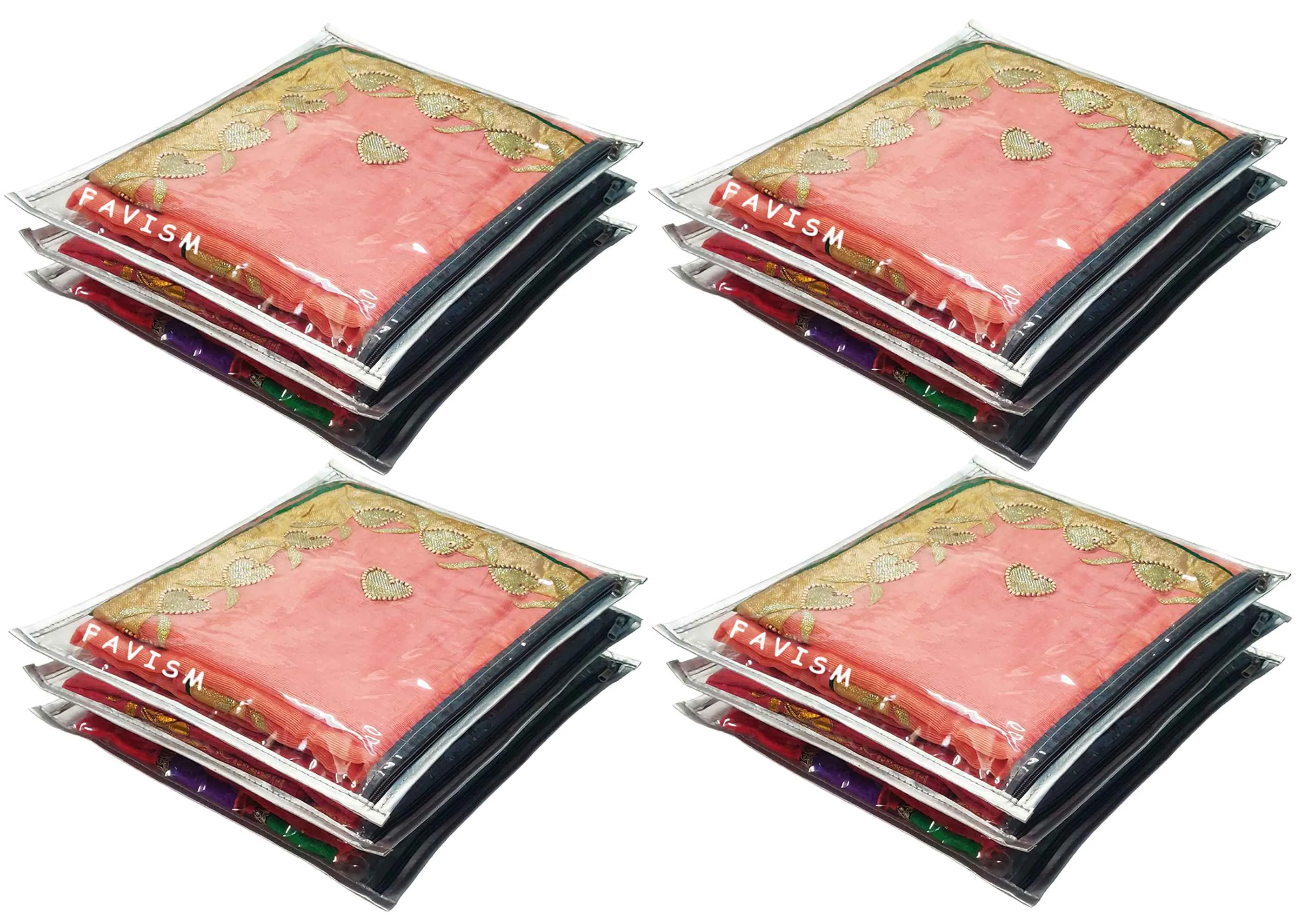 Full Transparent single saree cover | closet storage pack of 12 pcs.