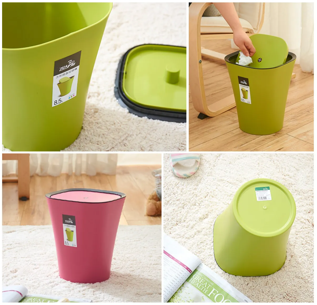 GENIE Dustbin | Flip Waste Bin | 8.5L | Multiple Colours | Kitchen Bin | Rubbish Bin