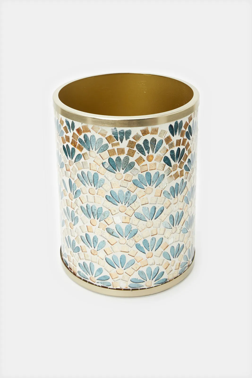 Gold Mosaic Waste Bin (Cylindrical)