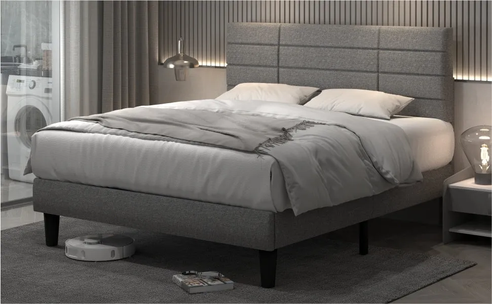 Gore Queen Size Platform Bed Frame - Light Gray