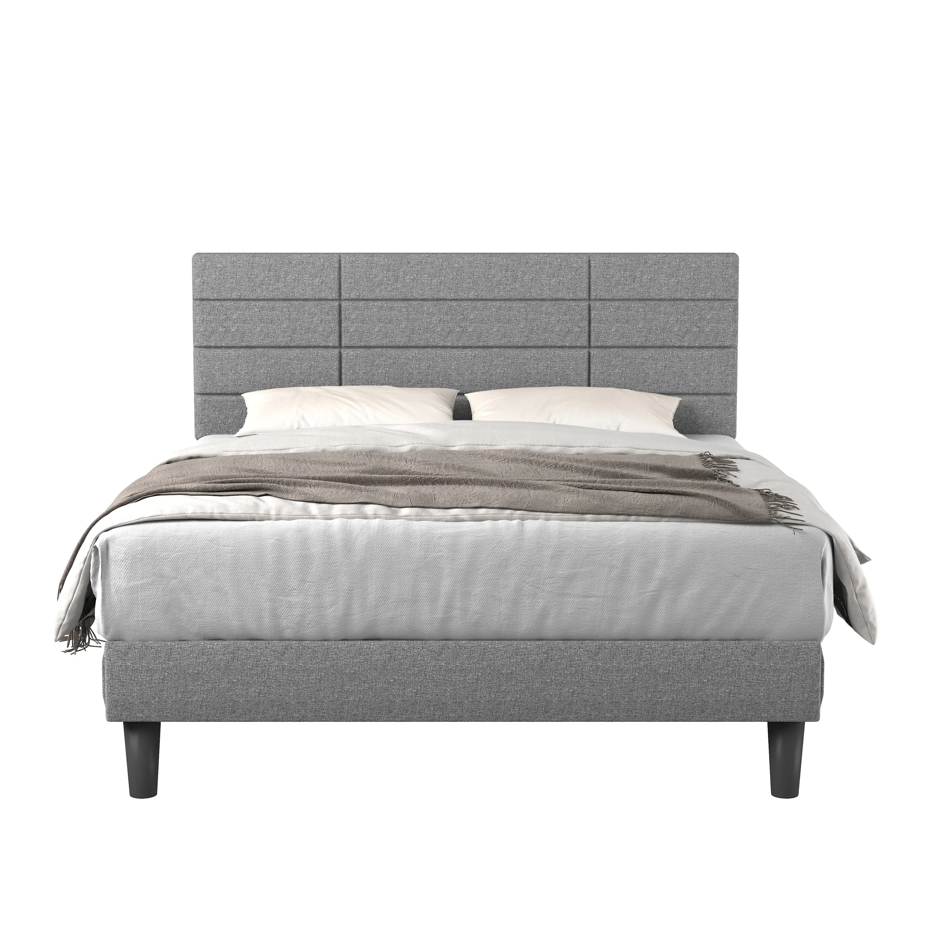 Gore Queen Size Platform Bed Frame - Light Gray