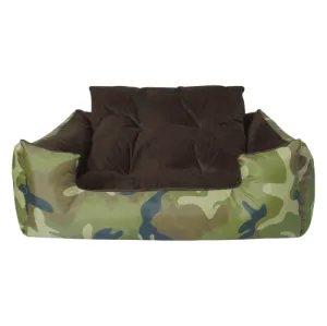 Hiputee Polyester Canvas Velvet Fabric Rectangular Reversible Bed for Dogs and Cats (Army print)