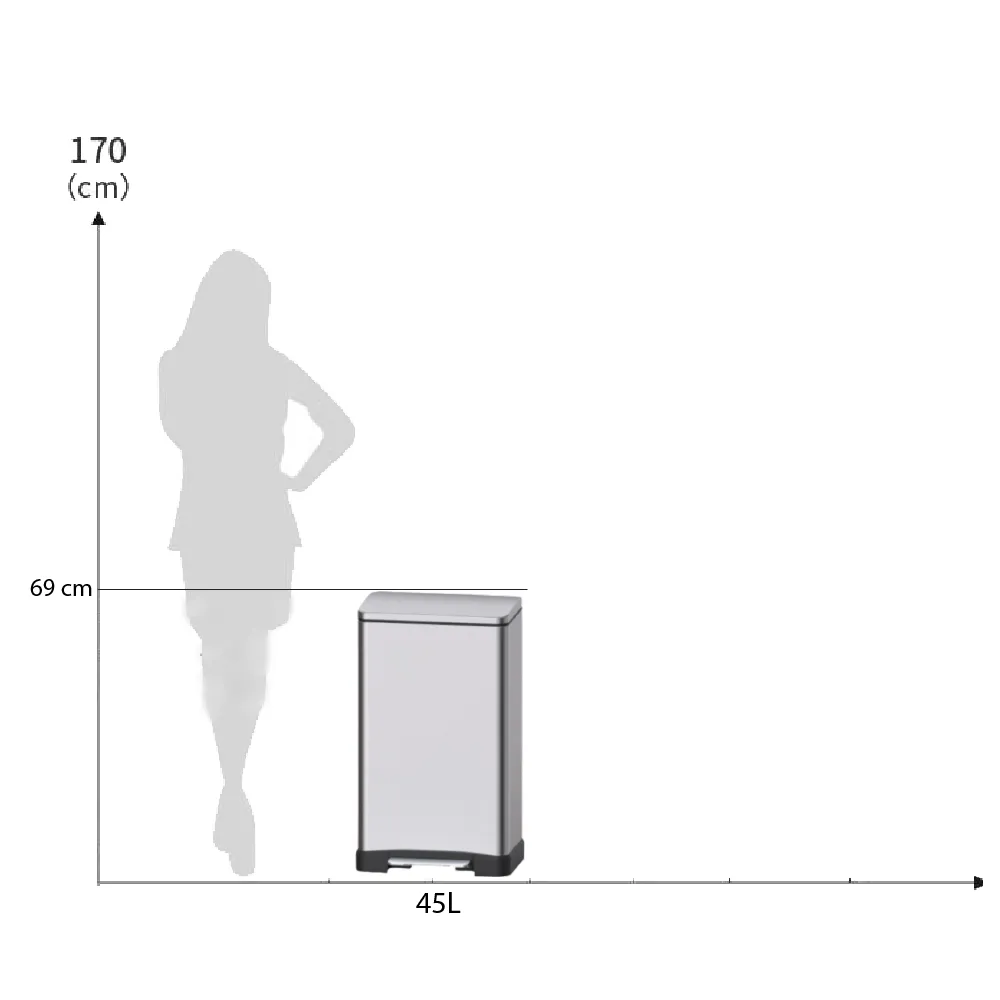 JAVA Dustbin | LASE | JH8858 | 45L | Step Pedal | Soft Closing | Trash Bin | Dustbin for Kitchen