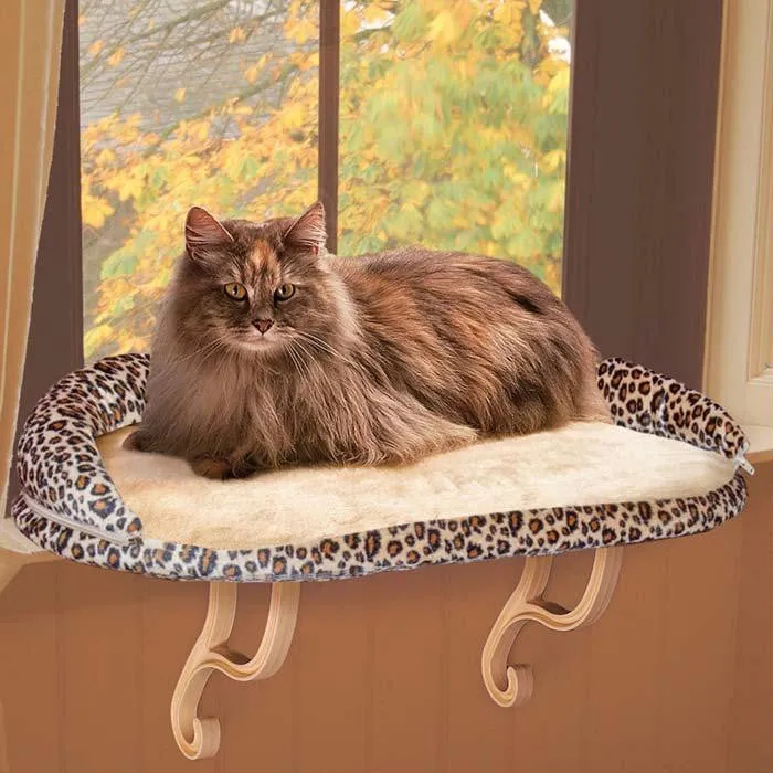 K&h Pet Products Deluxe Kitty Sill With Bolster Leopard 14" X 24" X 10"