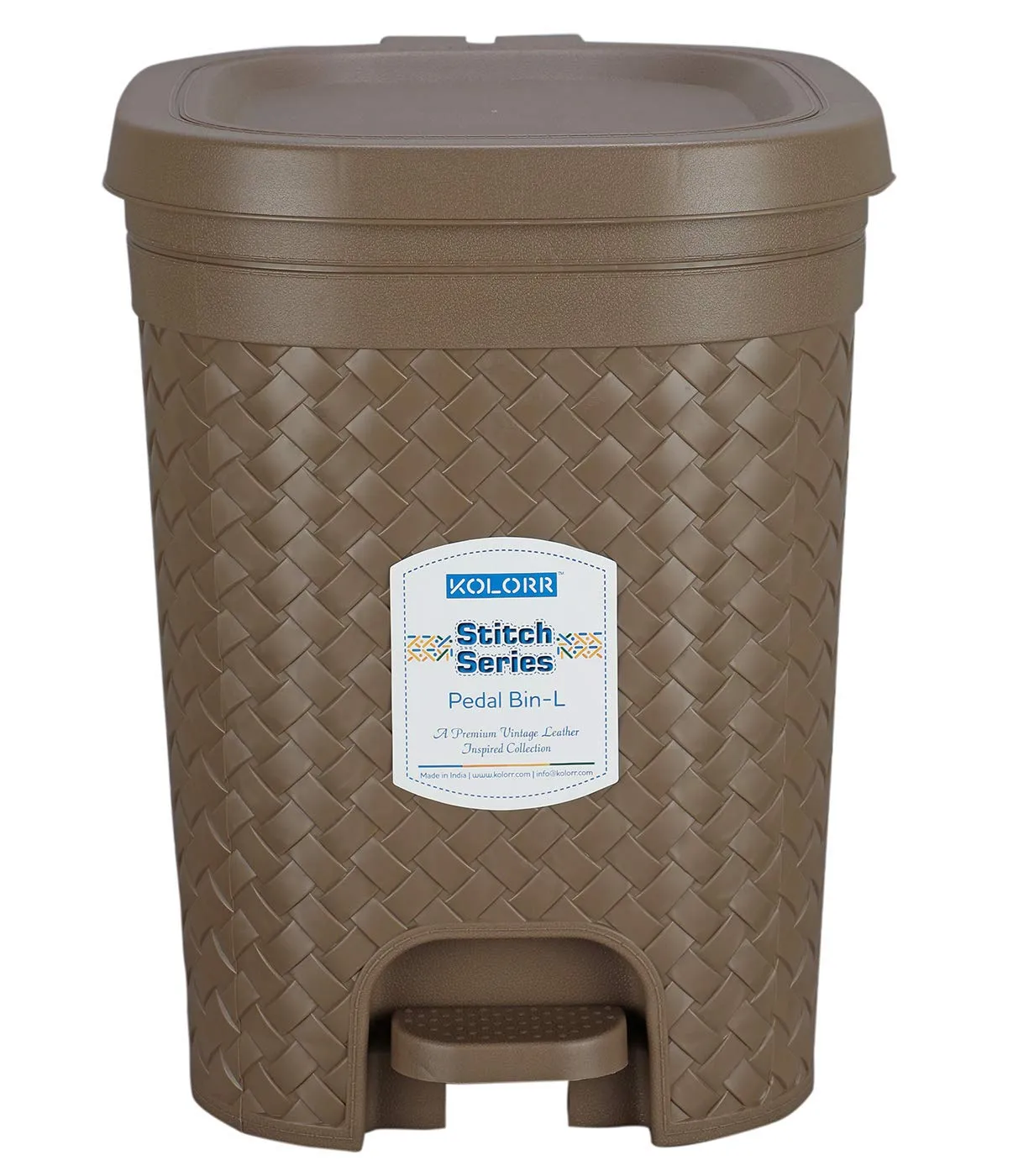 Kolorr Stitch Pedal Waste Bin Modern Design Trash Can Plastic Dustbin - 15L (Brown)