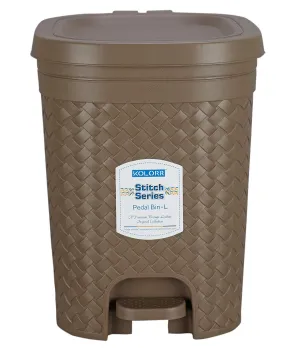 Kolorr Stitch Pedal Waste Bin Modern Design Trash Can Plastic Dustbin - 15L (Brown)