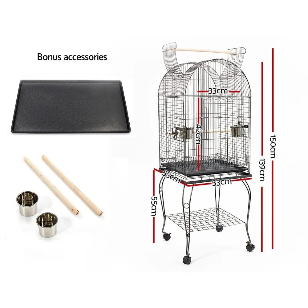 Large Bird Cage with Perch - Black