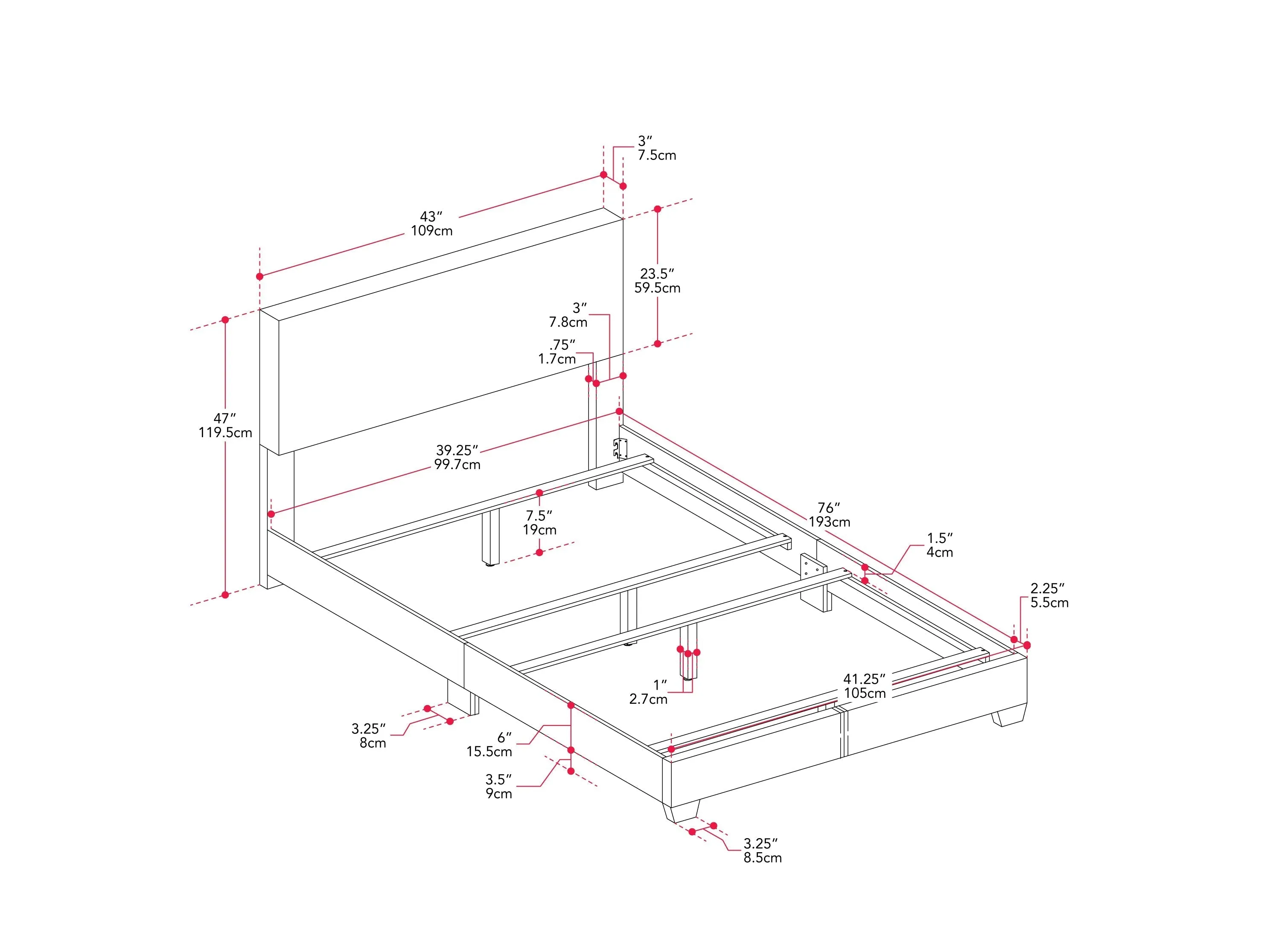 Light Grey Modern Twin/Single Bed