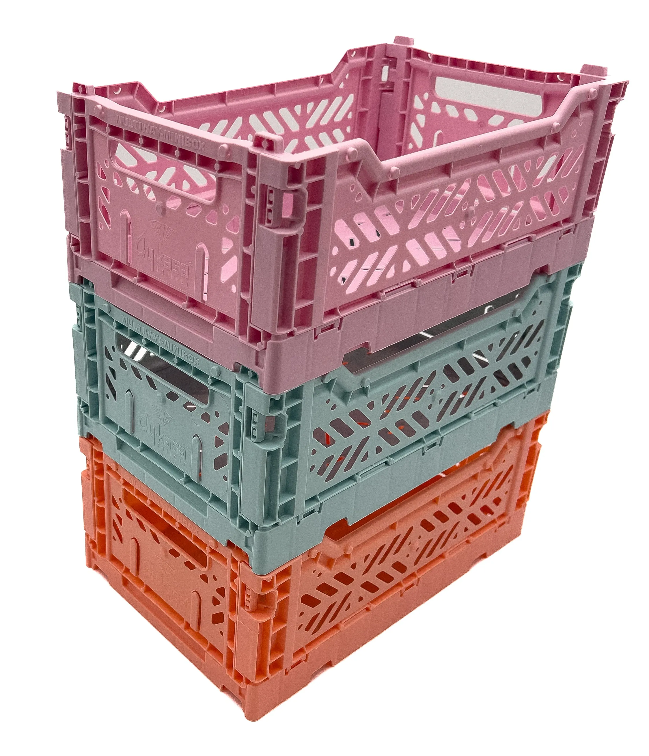 Luna Crates 3-Pack Foldable Storage Bins, Plastic Crate for Storage, Collapsible Crate, Utility Stackable Box Small