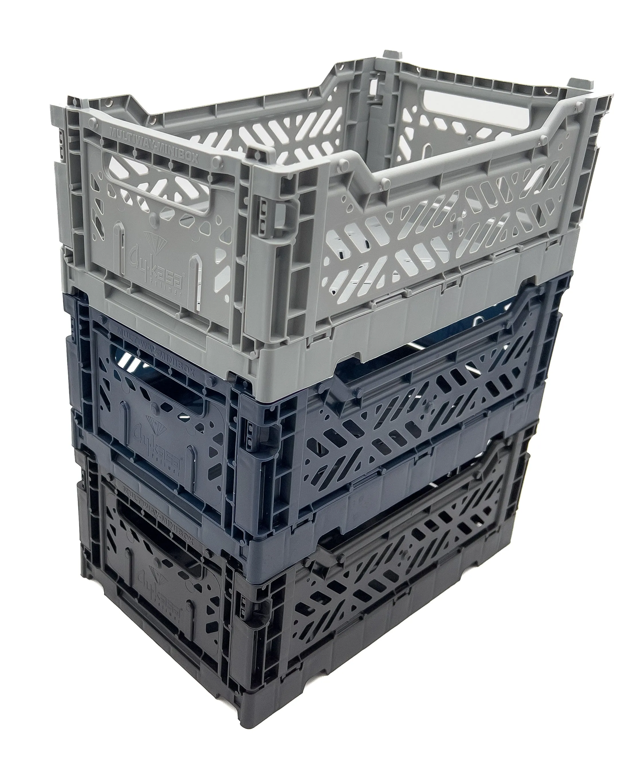 Luna Crates 3-Pack Foldable Storage Bins, Plastic Crate for Storage, Collapsible Crate, Utility Stackable Box Small