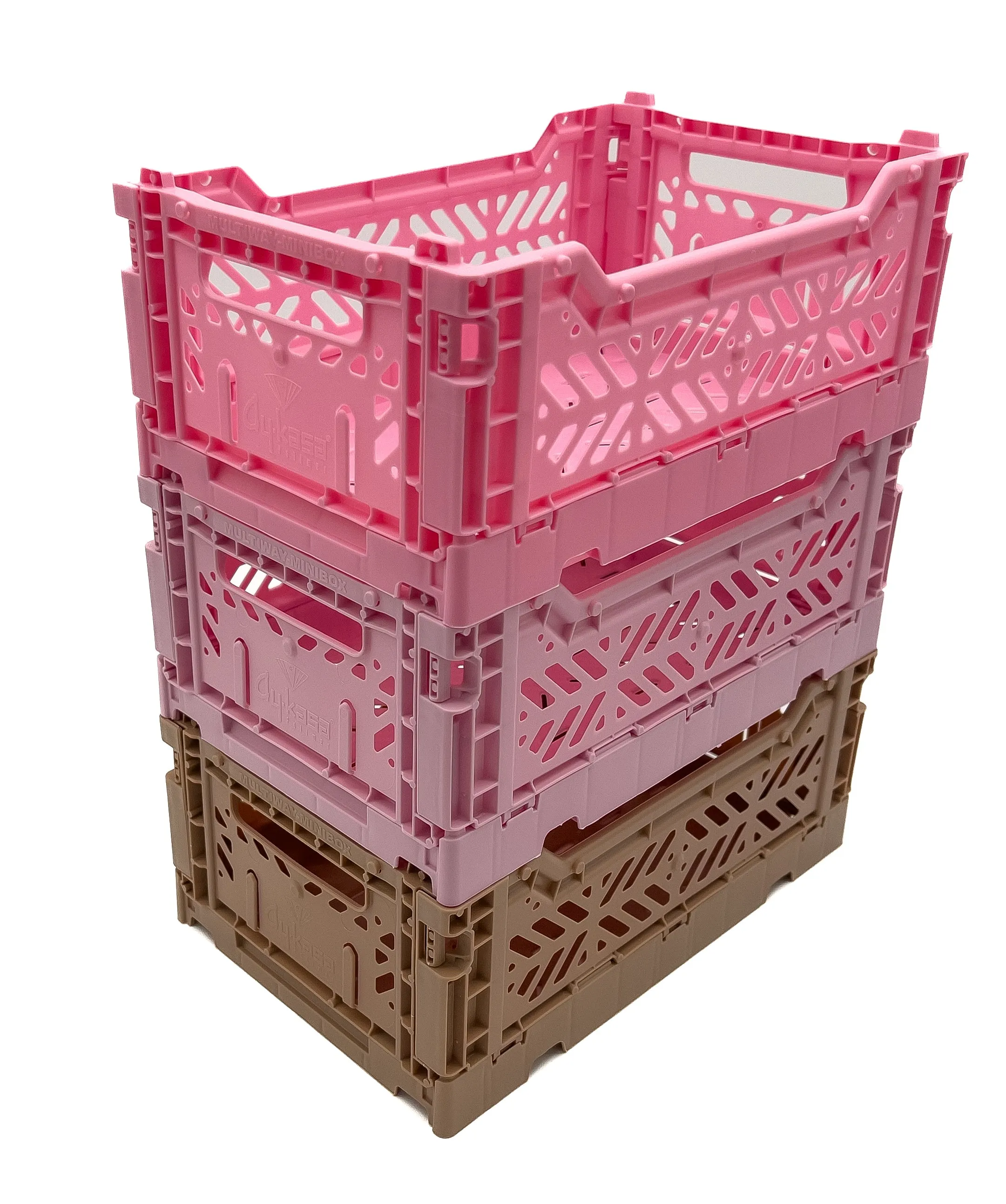 Luna Crates 3-Pack Foldable Storage Bins, Plastic Crate for Storage, Collapsible Crate, Utility Stackable Box Small