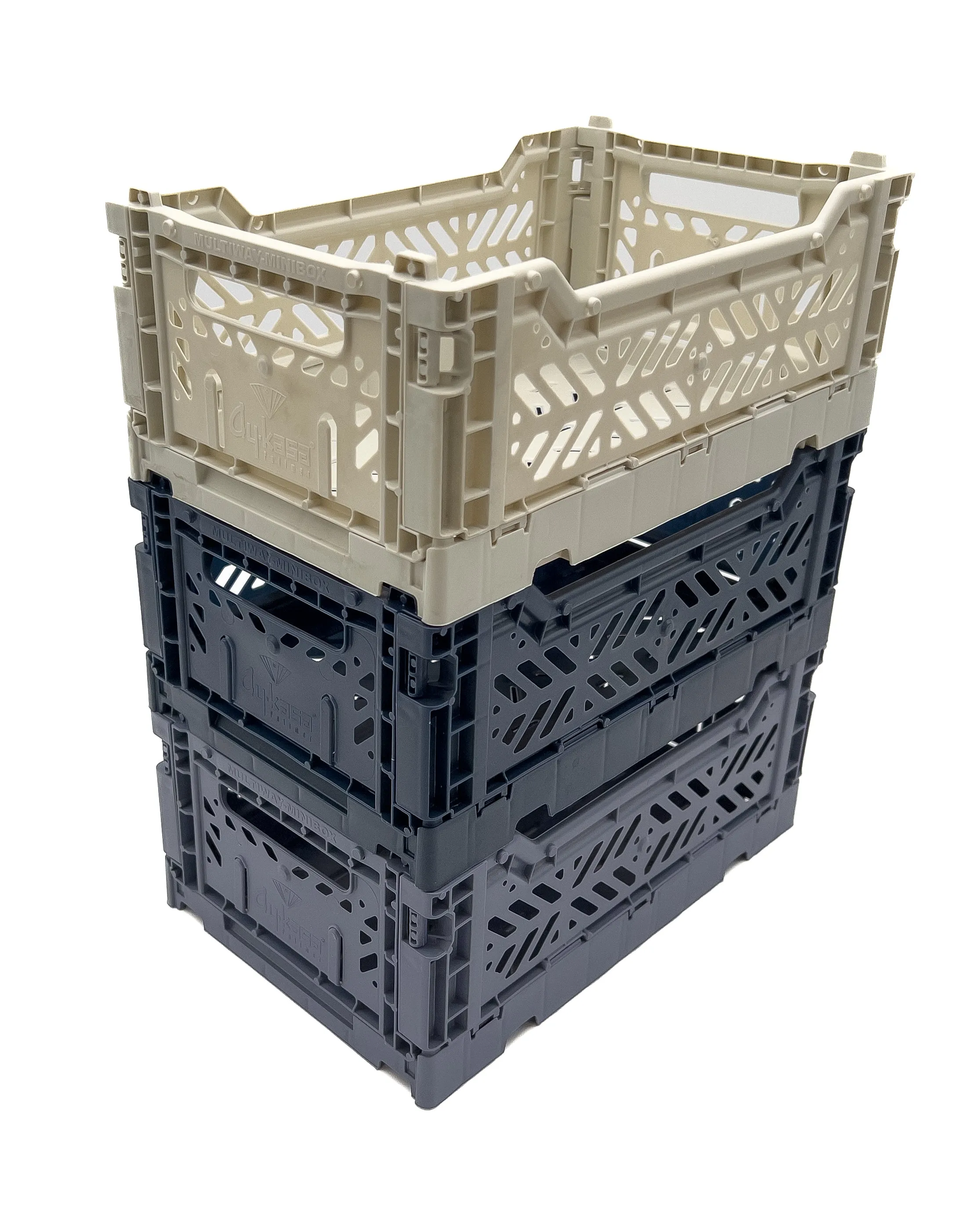 Luna Crates 3-Pack Foldable Storage Bins, Plastic Crate for Storage, Collapsible Crate, Utility Stackable Box Small